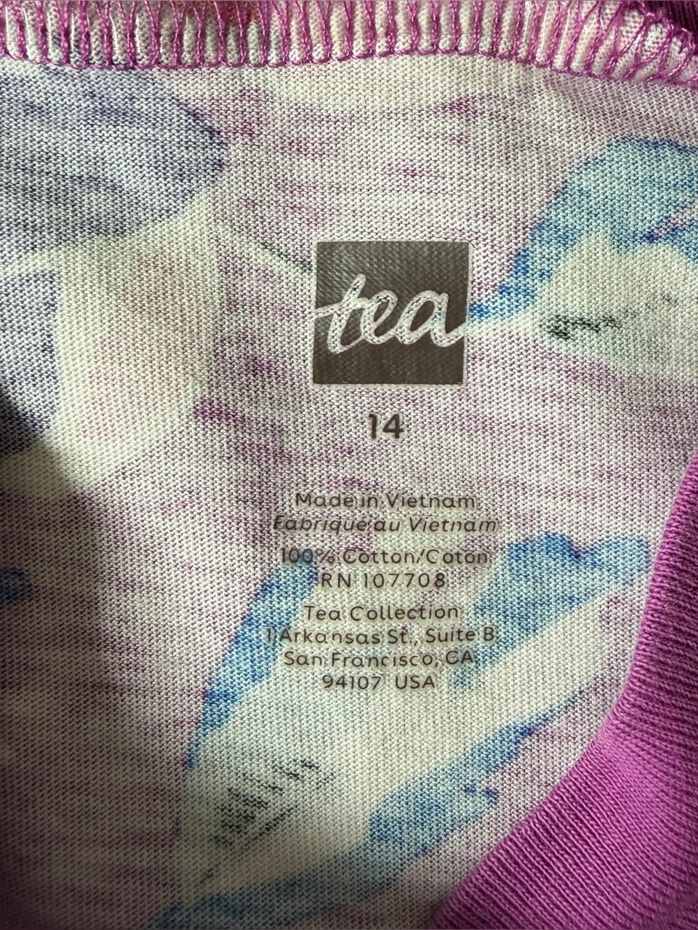 Tea Collection Sweden purple floral cotton knit dress girl size 14*L19